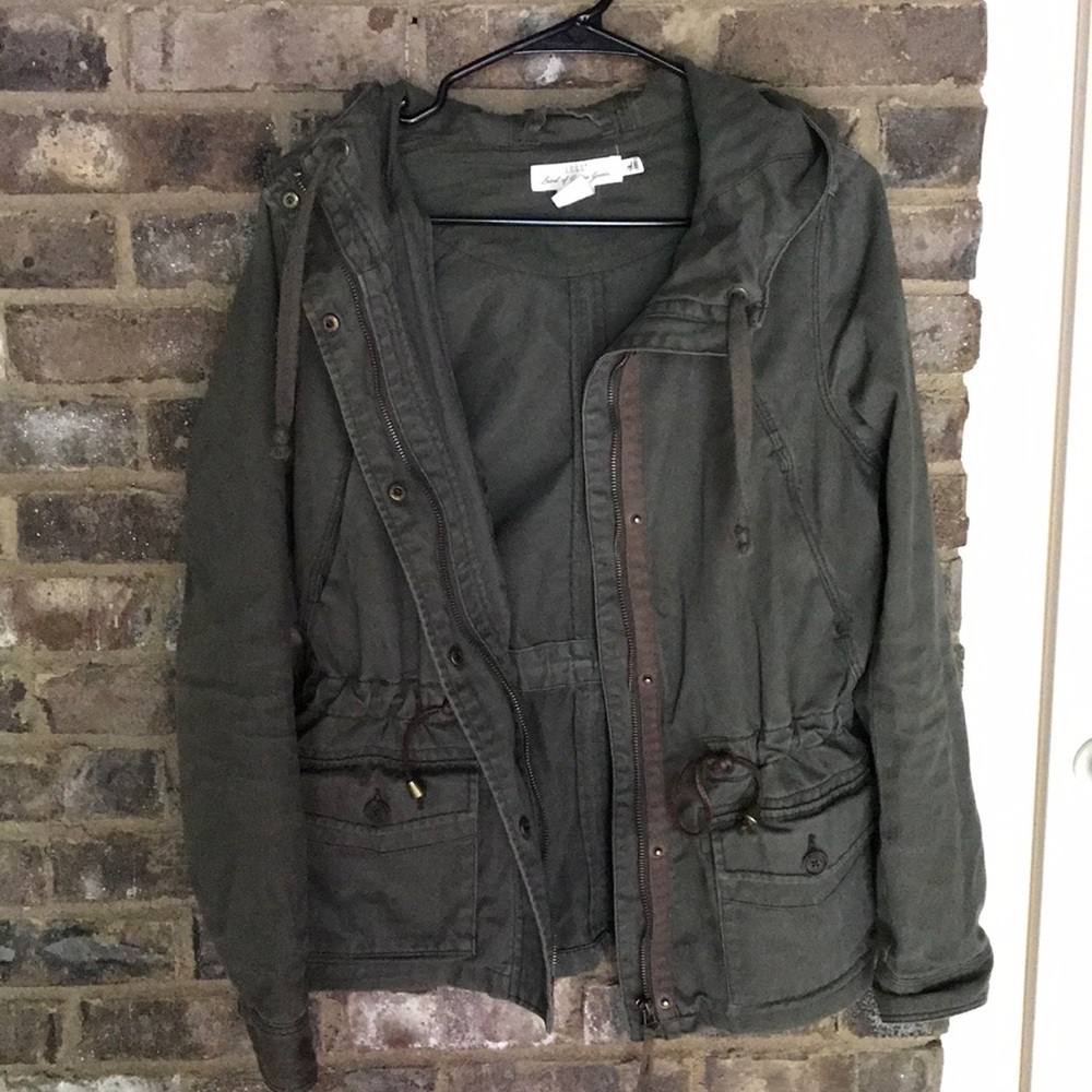 H&M green hooded utility coat size small